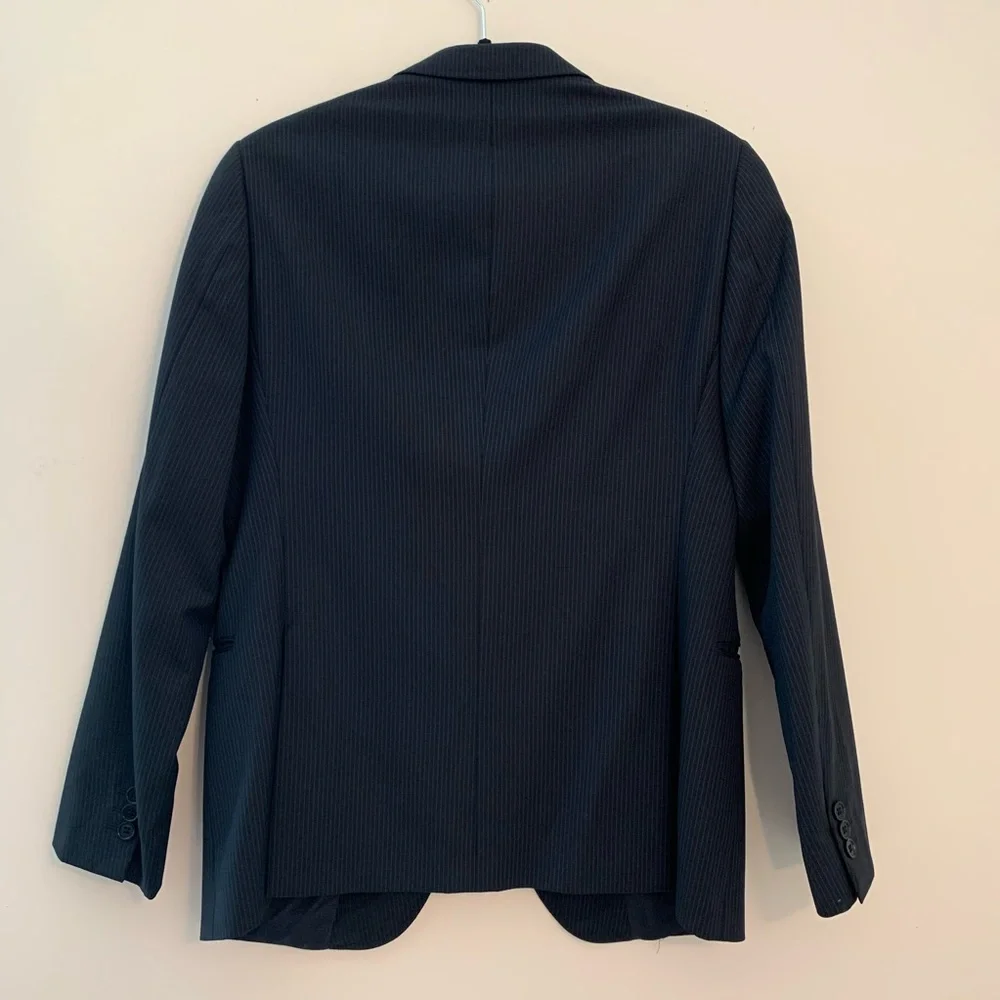 Armani Collection Navy Blue Pinstripe Classic Blazer - Picture 3 of 4
